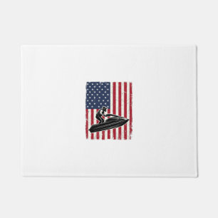 Vintage Jet Ski American Flag Vector Shirt Design_ Doormat