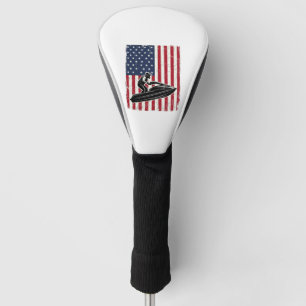 Vintage Jet Ski American Flag Vector Shirt Design_ Golf Head Cover