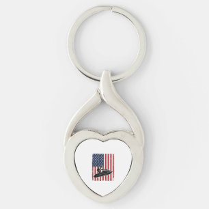 Vintage Jet Ski American Flag Vector Shirt Design_ Key Ring