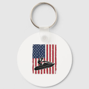 Vintage Jet Ski American Flag Vector Shirt Design_ Key Ring