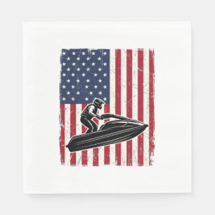 Vintage Jet Ski American Flag Vector Shirt Design_ Napkin