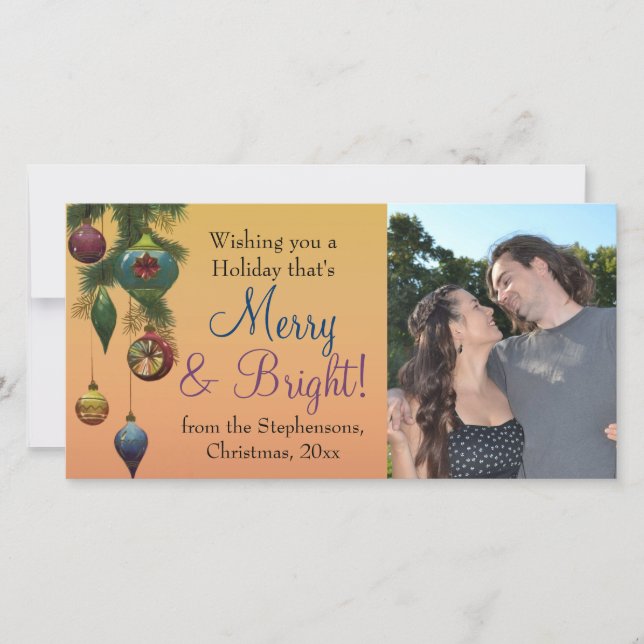 Vintage Jewel Tone Ornament Christmas Holiday Card (Front)