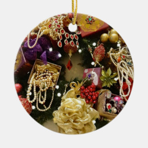 Vintage Jewellery & Gemstone Victorian Wreath Ceramic Tree Decoration