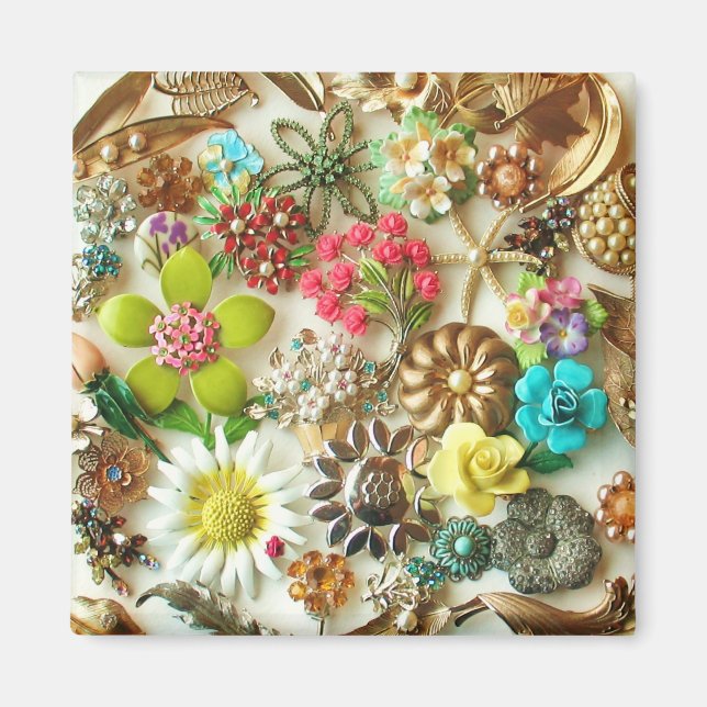Vintage Jewels Floral Magnet (Front)