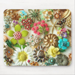 Vintage Jewels Floral Mousepad