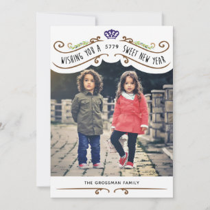 Vintage Jewish Sweet New Year Photo Card – White