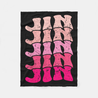 Vintage Jin Personalised Name Love Jin 80s Groovy Fleece Blanket