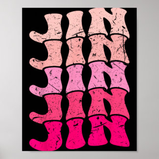 Vintage Jin Personalised Name Love Jin 80s Groovy Poster