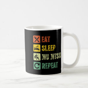 Vintage Jiu Jitsu Brazilian BJJ Eat Sleep Jiu Coffee Mug