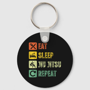 Vintage Jiu Jitsu Brazilian BJJ Eat Sleep Jiu Key Ring