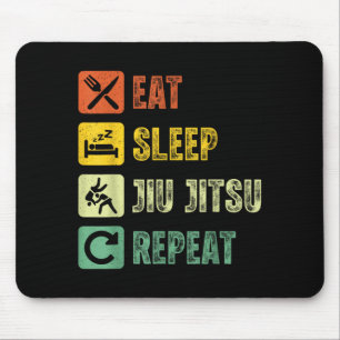 Vintage Jiu Jitsu Brazilian BJJ Eat Sleep Jiu Mouse Pad