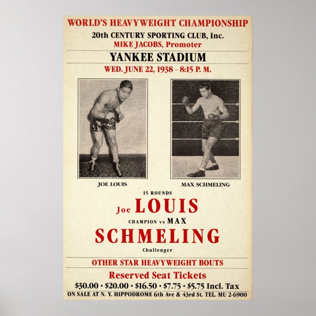 Vintage Joe Lewis vs Max Schmeling Poster (Front)