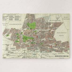 Vintage Johannesburg South Africa Map (1913) Jigsaw Puzzle