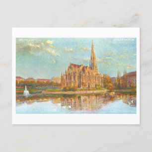 Vintage Johanneskirche in Stuttgart, Germany Postcard