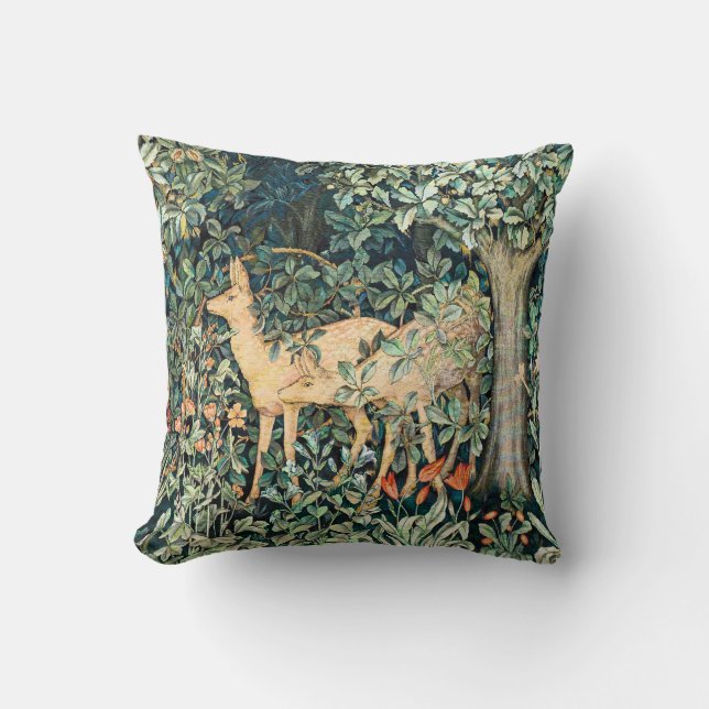 Vintage John Dearle "Greenery"- Tree Flower & Deer Cushion (Front)