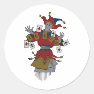 Vintage Joker Classic Round Sticker