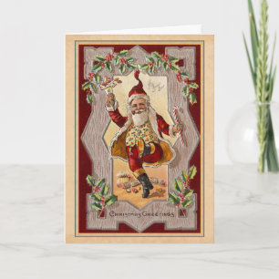 Vintage Jolly Christmas Santa Dancing a Jig Holiday Card