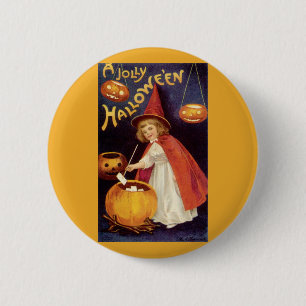 Vintage Jolly Halloween Witch by Ellen Clapsaddle 6 Cm Round Badge