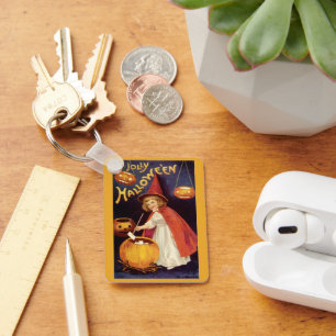 Vintage Jolly Halloween Witch by Ellen Clapsaddle Key Ring