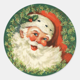 Vintage Jolly Santa Classic Round Sticker