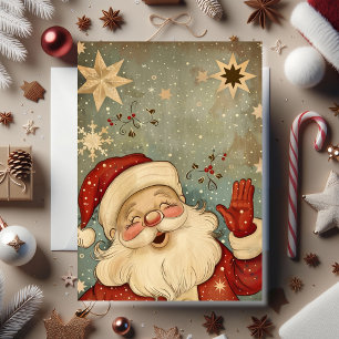 Vintage Jolly Santa Claus Christmas Card