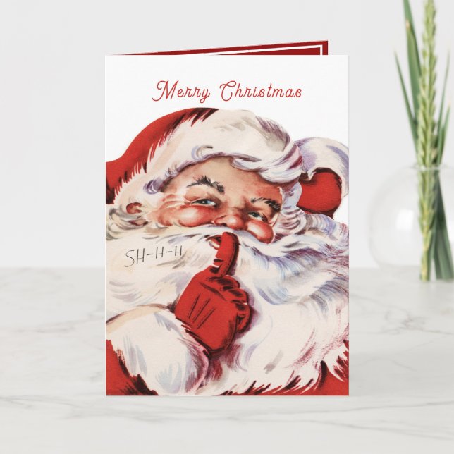 Vintage Jolly Santa Claus, Christmas  Holiday Card (Front)