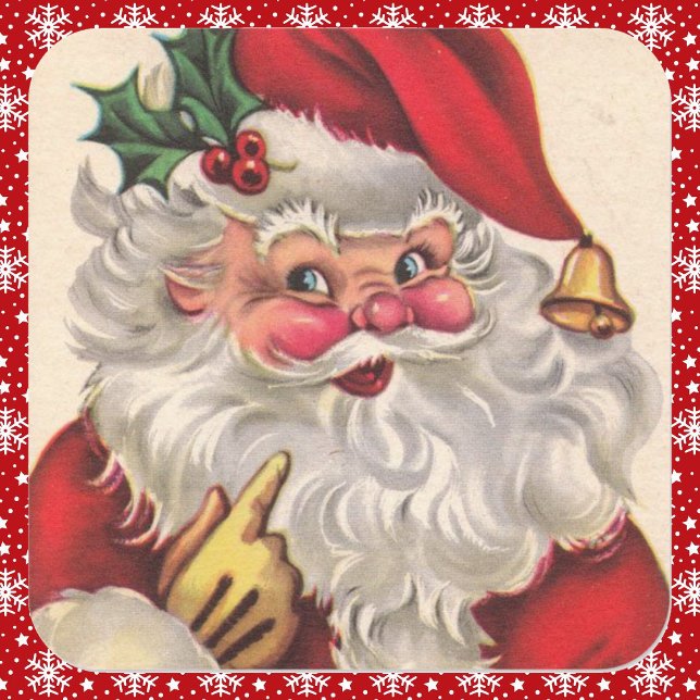 Vintage Jolly Santa Claus Cute Christmas  Square Sticker (Creator Uploaded)