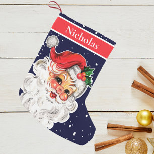 Vintage Jolly Santa Claus Gives You Presents Small Christmas Stocking