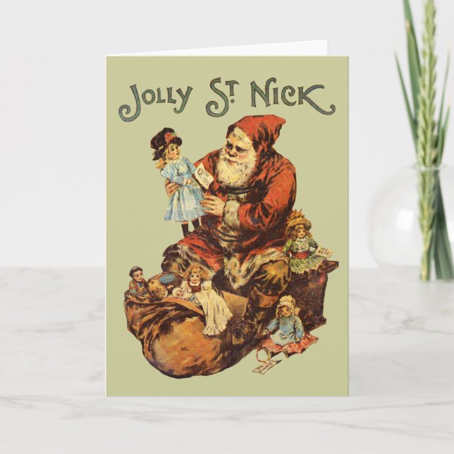 Vintage Jolly St. Nick Holiday Card (Front)