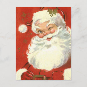 Vintage Jolly Winking Santa Claus Holiday Postcard