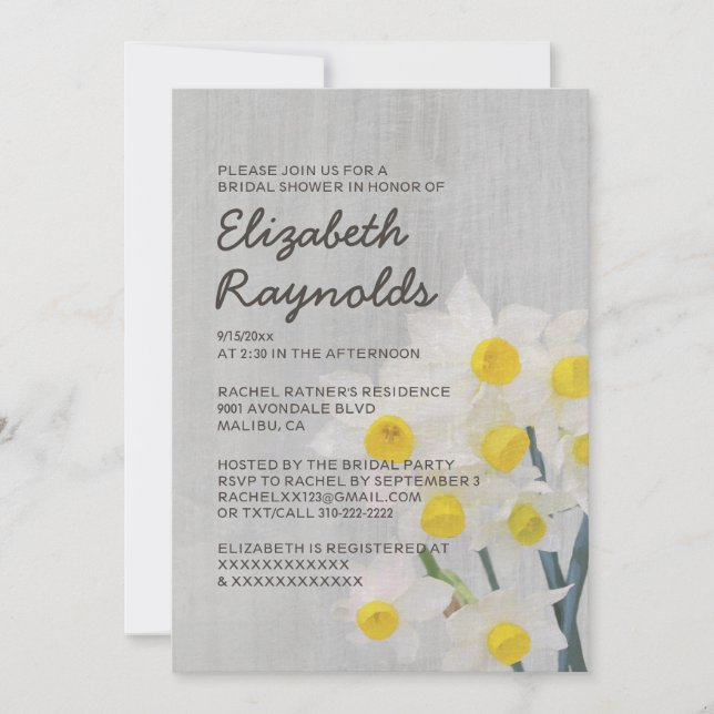 Vintage Jonquil Bridal Shower Invitations (Front)