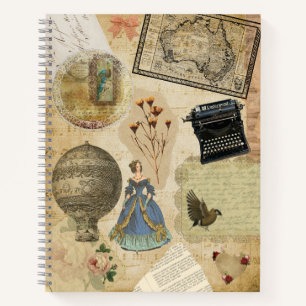 Vintage Journal Stickers Spiral Sketch Notebook