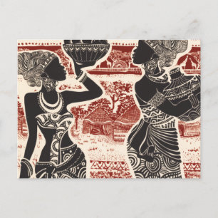 Vintage Joy Tribal African Women Village Announcement Postcard