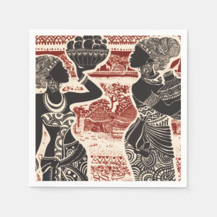 Vintage Joy Tribal African Women Village Napkin