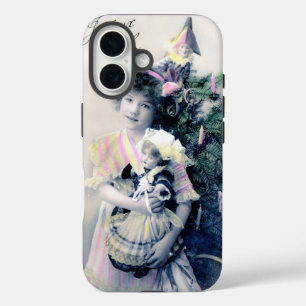 Vintage Joyeux Noël with Girl and Doll iPhone 16 Case