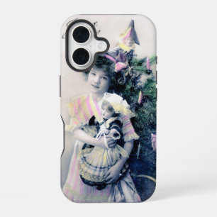 Vintage Joyeux Noël with Girl and Doll iPhone 16 Case
