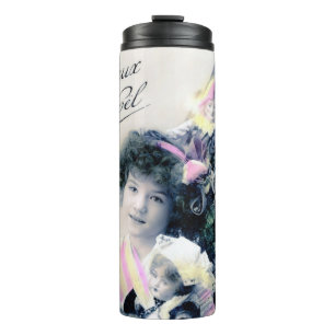 Vintage Joyeux Noël with Girl and Doll Thermal Tumbler