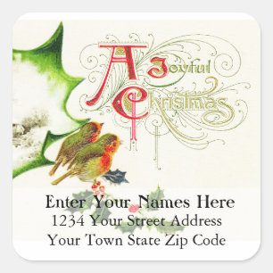 Vintage Joyful Christmas Greetings Address Label