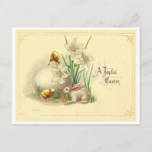 Vintage Joyful Easter Holiday Postcard