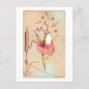 Vintage Juggling Circus Frog Postcard