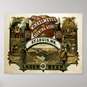 Vintage Julius Winkelmeyer Brewing Beer Ad Poster