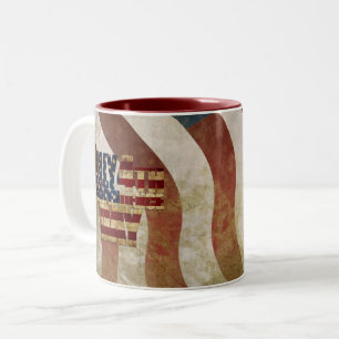 Vintage July 4th Independence Day Design Two-Tone Coffee Mug