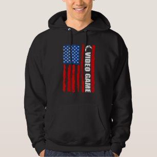 Vintage July 4th Us Flag Video Game Retro Men Kids Hoodie