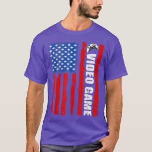 Vintage July 4th US Flag Video Game Retro Men Kids T-Shirt