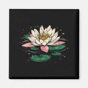 Vintage July Birth Flower Water Lily Lotus Garden Magnet