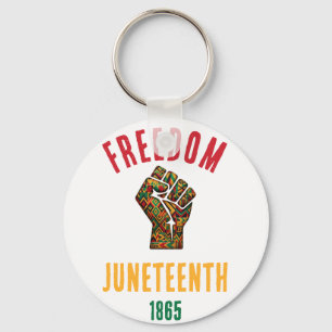 Vintage Juneteenth Freedom 1865 Pan-African Patter Key Ring