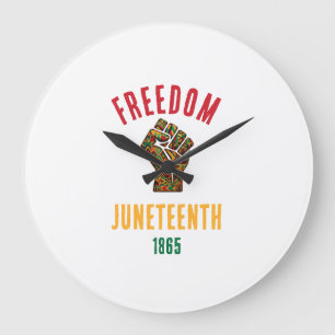 Vintage Juneteenth Freedom 1865 Pan-African Patter Large Clock