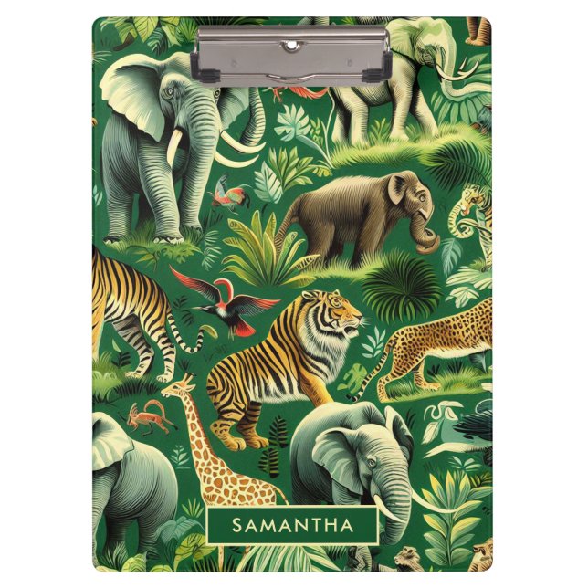 Vintage Jungle Animals Pattern Clipboard (Front)