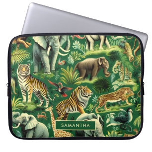 Vintage Jungle Animals Pattern Laptop Sleeve