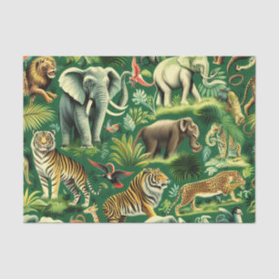Vintage Jungle Animals Pattern Tissue Paper